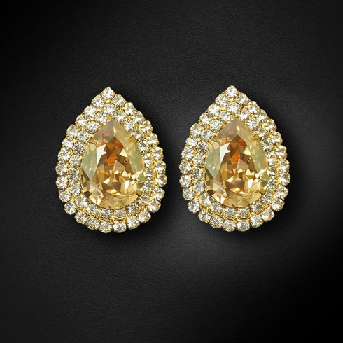 Auskarai "Jasmīnas (Auksinė Šešėlis)" su Swarovski™ kristalais